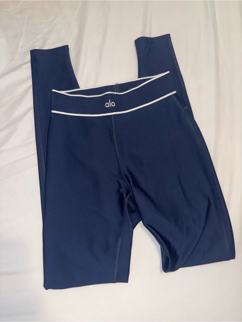 ALO Yoga Navy Leggings with White Trim